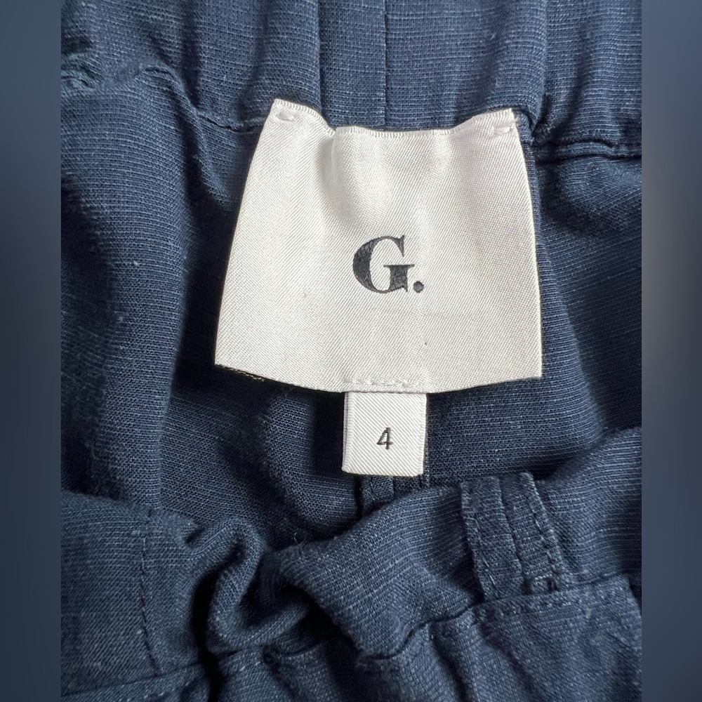 G. Label by Goop Seaside Wide Leg Viscose Linen Navy Office Wedding Resort Pant - Picture 4 of 16